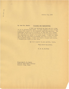 Letter from W. E. B. Du Bois to W. R. Banks