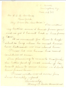 Letter from Mary Dill Broaddus to W. E. B. Du Bois