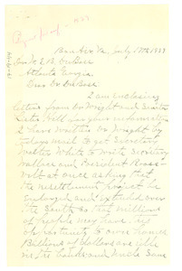 Letter from G. T. McElderry, Sr. to W. E. B. Du Bois
