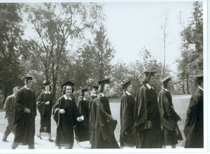 Class of 1945 filing into Stockbridge Hall for commencement exercises