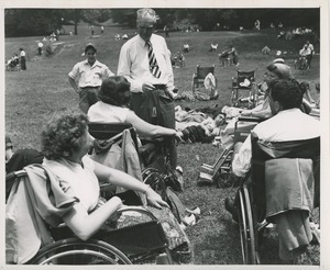 Bruce Barton speaks with wheelchair users