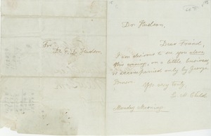 Letter from L. M. Child to Erasmus Darwin Hudson