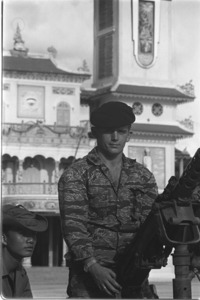 Lt. Tolley in front of Cao Dai Temple; Tay Ninh.