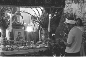 Funeral altar for Vietnamese police chief killed by a U.S. rocket; Saigon.