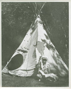 A Woman and a Tepee at Freshman camp