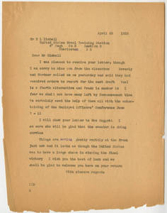 Dr. Laurence L. Doggett to H. L. Kimball (April 23, 1918)