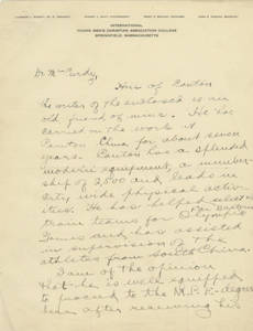 Letter written by Frank Mohler to James Huff McCurdy