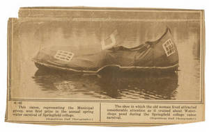 Shoe canoe photograph for the Springfield College spring water Carnival