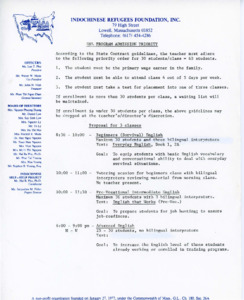 ESL Program Admission Priority and Class Proposal, [1981]