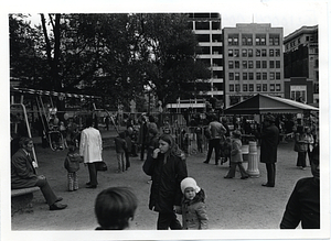 Adults and children at Playland playground, Boston Common