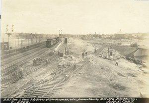 Dorchester Rapid Transit section 1. General south view of underpass from Savin Hill Station platform