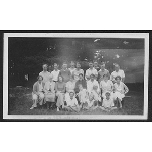 Outdoor group portrait at unidentified YMCA camp