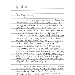 Letter to Boston from a Mount Olive High School student (Mount Olive, Illinois)