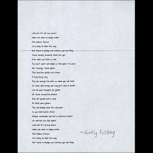 Poem sent to Boston Medical Center ("Life has its ups and downs...")