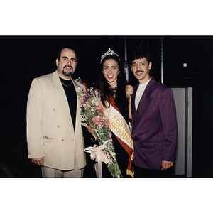Two men pose with Miss Festival Puertorriqueño