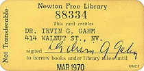 Irvin Gahm Library Card