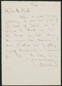 Letter, September 20, 1894, T.B. Aldrich to James Jeffrey Roche