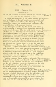 1784 Chap. 0021 An Act For Erecting A District Within The County Of Suffolk, By The Name Of Dover.