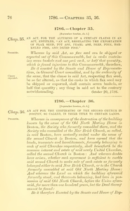 1786 Chap. 0036 An Act For The Confirming Of The Second Church In Boston, So Called, In Their Title To Certain Lands.