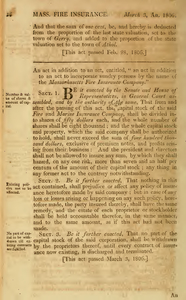 1805 Chap. 0047. An Act, In Addition To An Act, Entitled "An Act, In Addition To An Act To Incorporate Sundry Persons By The Name Of The Massachusetts Fire Insurance Company."