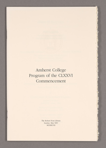 Amherst College Commencement program, 1997 May 25