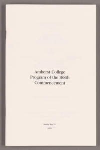 Amherst College Commencement program, 2009 May 24
