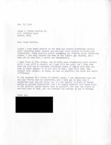Letter to Judge W. Arthur Garrity, 1974 December 17