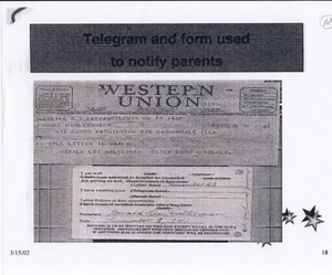 Telegram sent home to parents after bombing: 'Am well. Letter follows.'