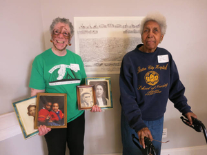 Virginia Hamilton and Barbara Hamilton at the Hyde Park Mass. Memories Road Show