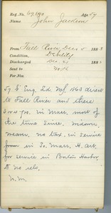 Tewksbury Almshouse Intake Record: Jackson, John