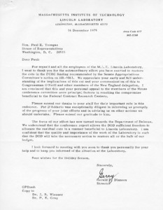 Letter to Paul E. Tsongas from Gerald P. Dinneen