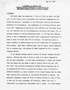Proposal to Enhance the Foreign Service Institute's Contribution to the Development of Foreign Service People