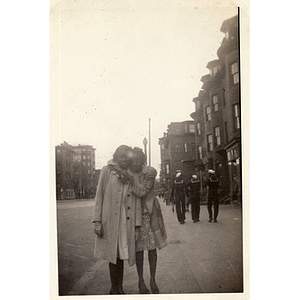 "Winnie" Irish and Phyllis pose together on Tremont Street