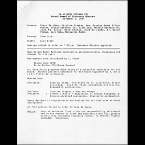 Meeting materials for December 1987