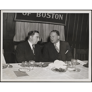 Frederic C. Church, at right, talking to State Senator John E. Powers at a Boys' Clubs of Boston awards event