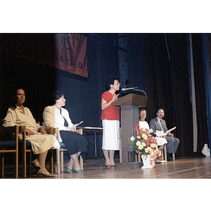 Suzanne Lee speaks at Roxbury Community College's commencement ceremony