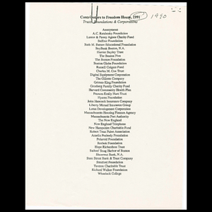 Contributors to Freedom House, 1991