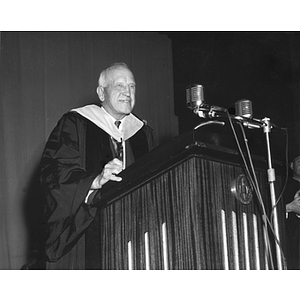 Carl S. Ell speaking at the dedication of the Ell Student Center Addition