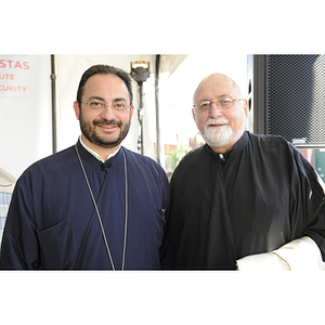 Two Greek Orthodox priests at the groundbreaking ceremony for the George J. Kostas Research Institute for Homeland Security