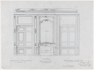 Anteroom elevation, north (fireplace), 3/4 inch scale, residence of E. H. G. Slater, "Hopedene", Newport, R.I., (1898) 1902-3.