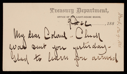 D. P. Heap to Thomas Lincoln Casey, December 9, 1886
