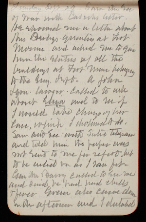 Thomas Lincoln Casey Notebook, May 1891-September 1891, 96, Tuesday, Sept 29
