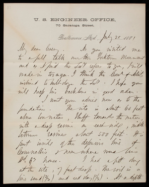 [William P. Craighill] to Thomas Lincoln Casey, July 28, 1881