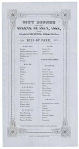 City Dinner on the Fourth of July, 1844, at Faneuil Hall. Bill of Fare.