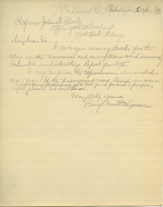 Letter from Benjamin Smith Lyman to John M. Clarke
