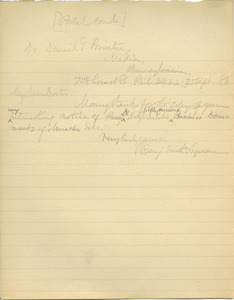 Letter from Benjamin Smith Lyman to Daniel G. Brinton