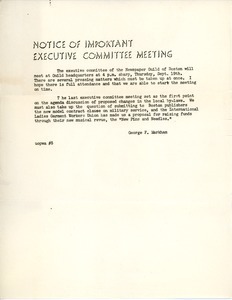 Notice of important Executive Committee meeting
