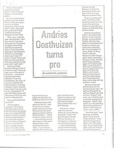 Andries Oosthuizen turns pro