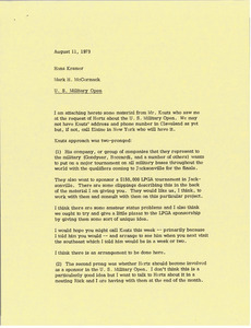 Memorandum from Mark H. McCormack to Hans Kramer