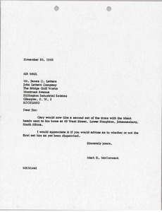 Letter from Mark H. McCormack to James C. Letters